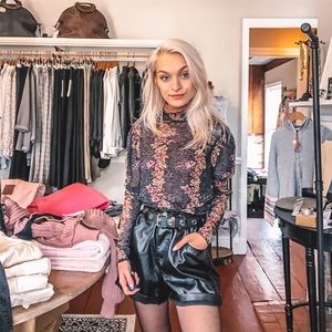 SOLD Free People Floral Mesh Turtleneck